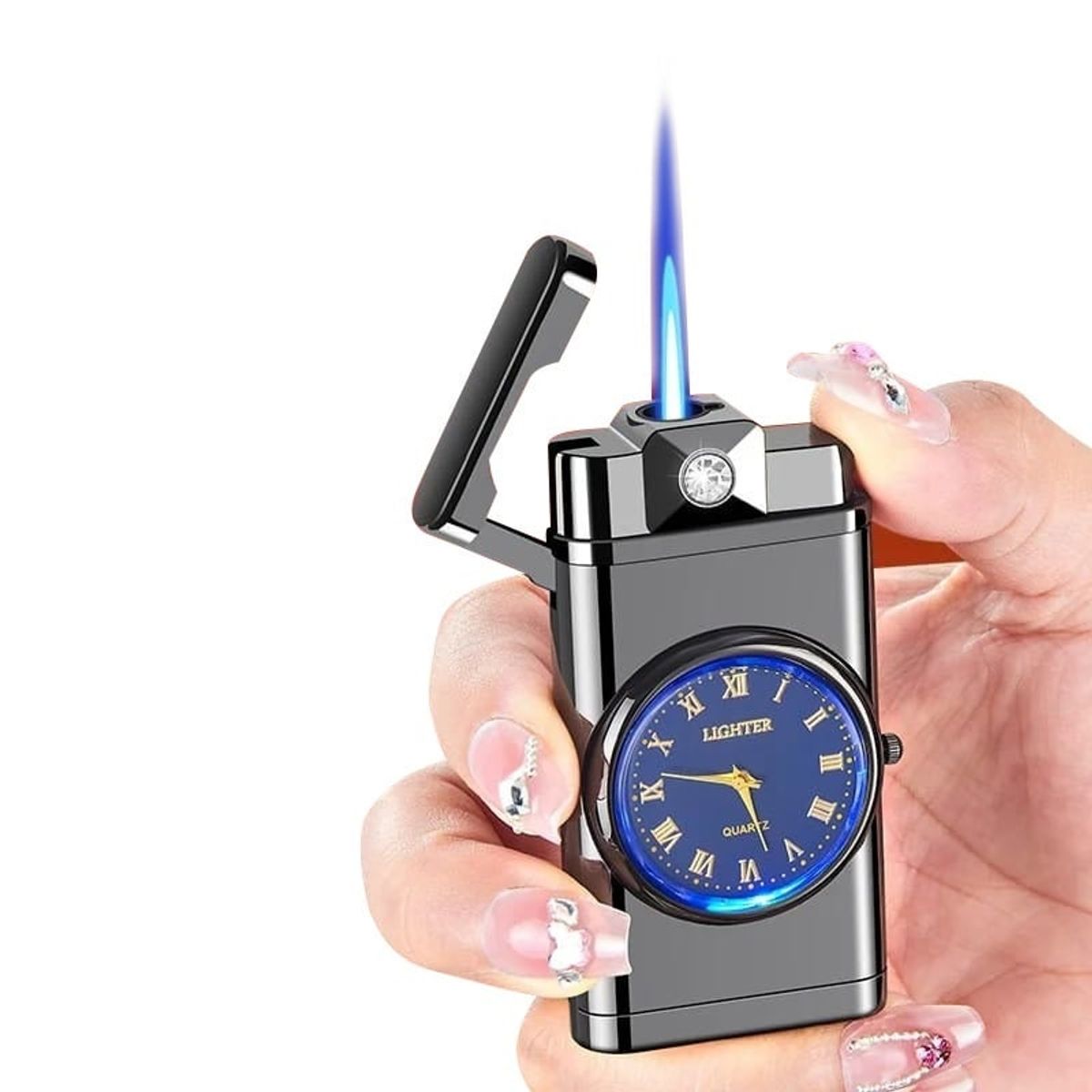 OEM - ENCENDEDOR CON RELOJ CLASICO CON LUCES - NEGRO