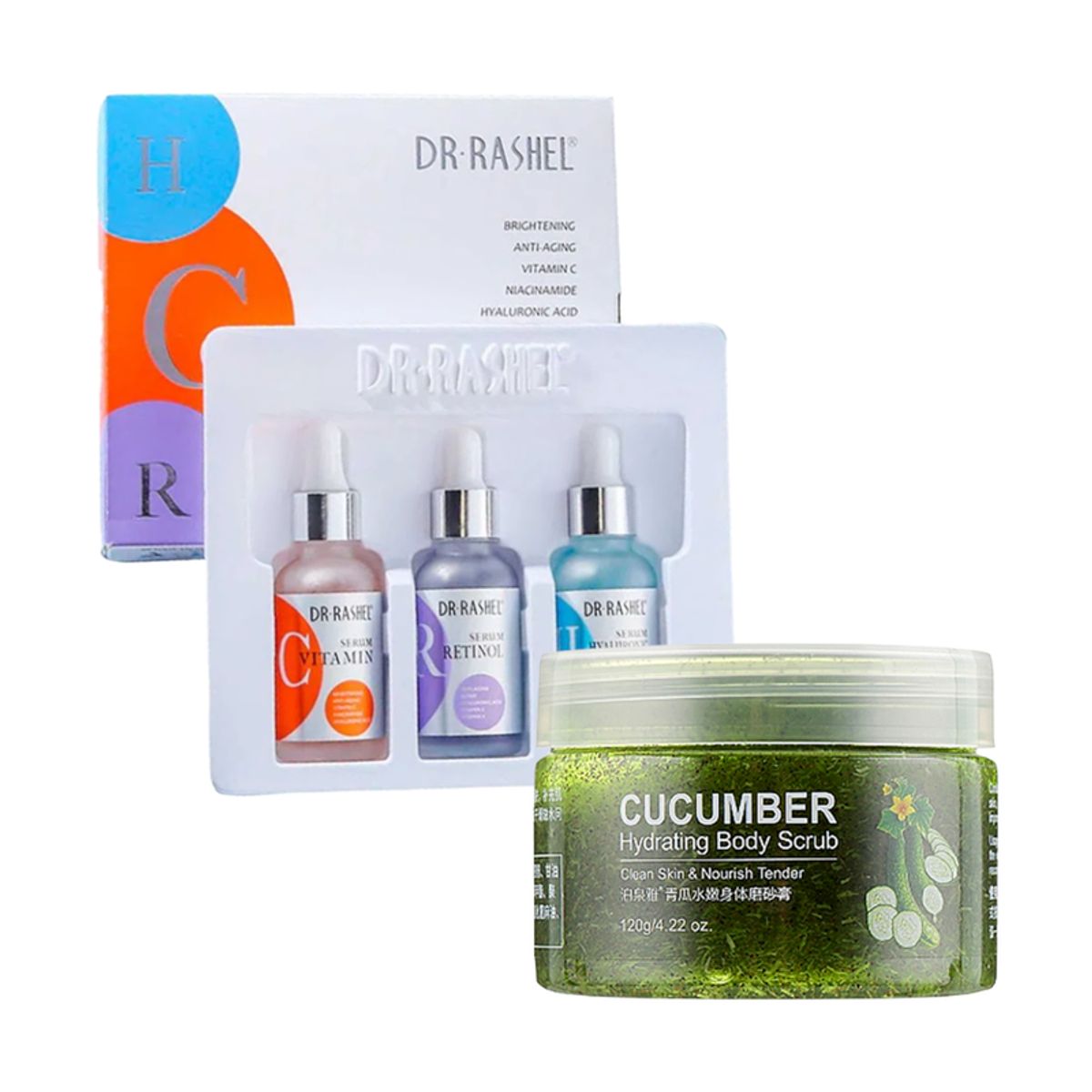 GENERICO - Pack Serum Facial 3 en 1 + Crema Hidratante con Pepino