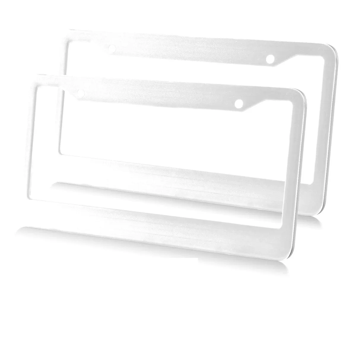 GENERICO - Marco De Placa Auto Universal De Metal Plata  2pcs