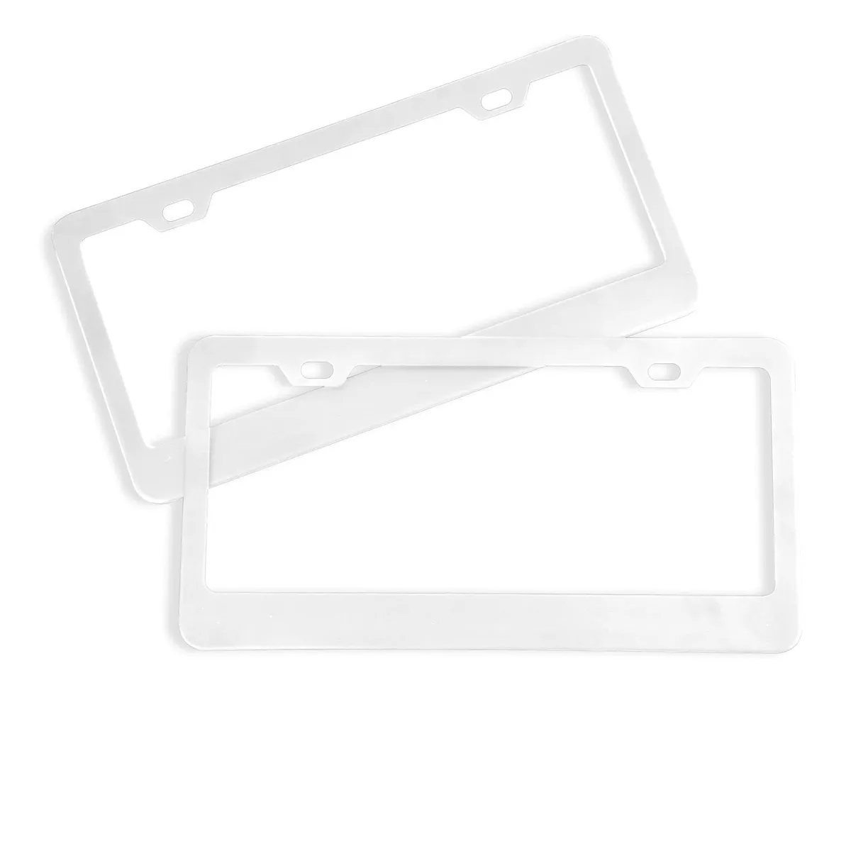 GENERICO - Marco De Placa Auto Universal De Metal Plata  2pcs