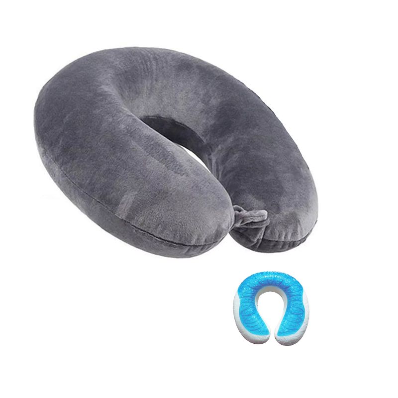 GENERICO - Collarin Almohada Viscoelástica Cuello U Gel F Plomo Oscuro