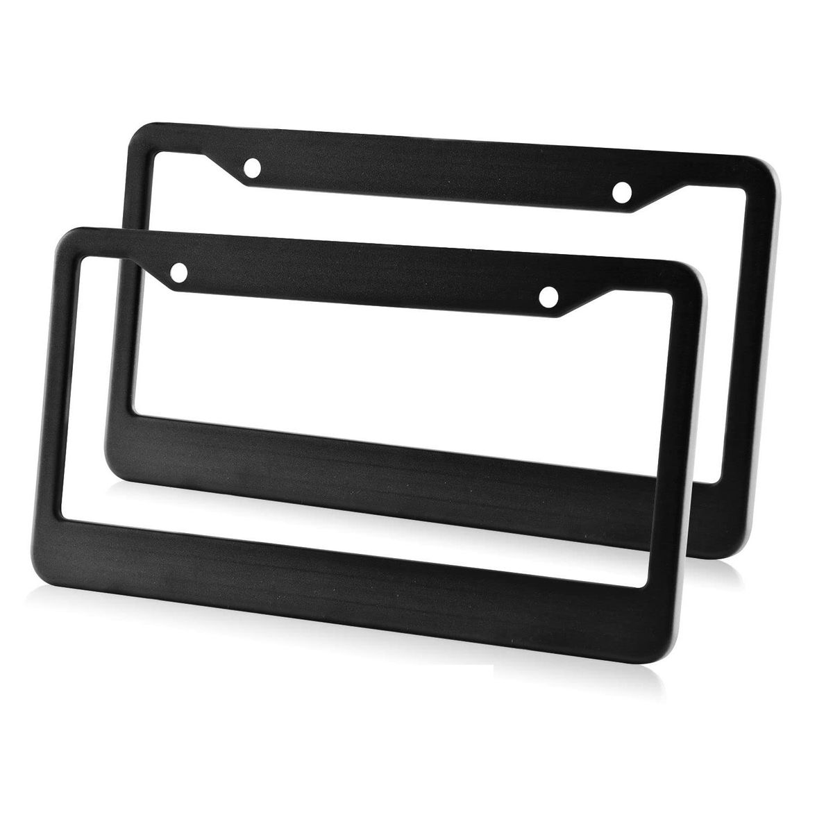 GENERICO - Marco De Placa Auto Universal De Metal Negro 2pcs