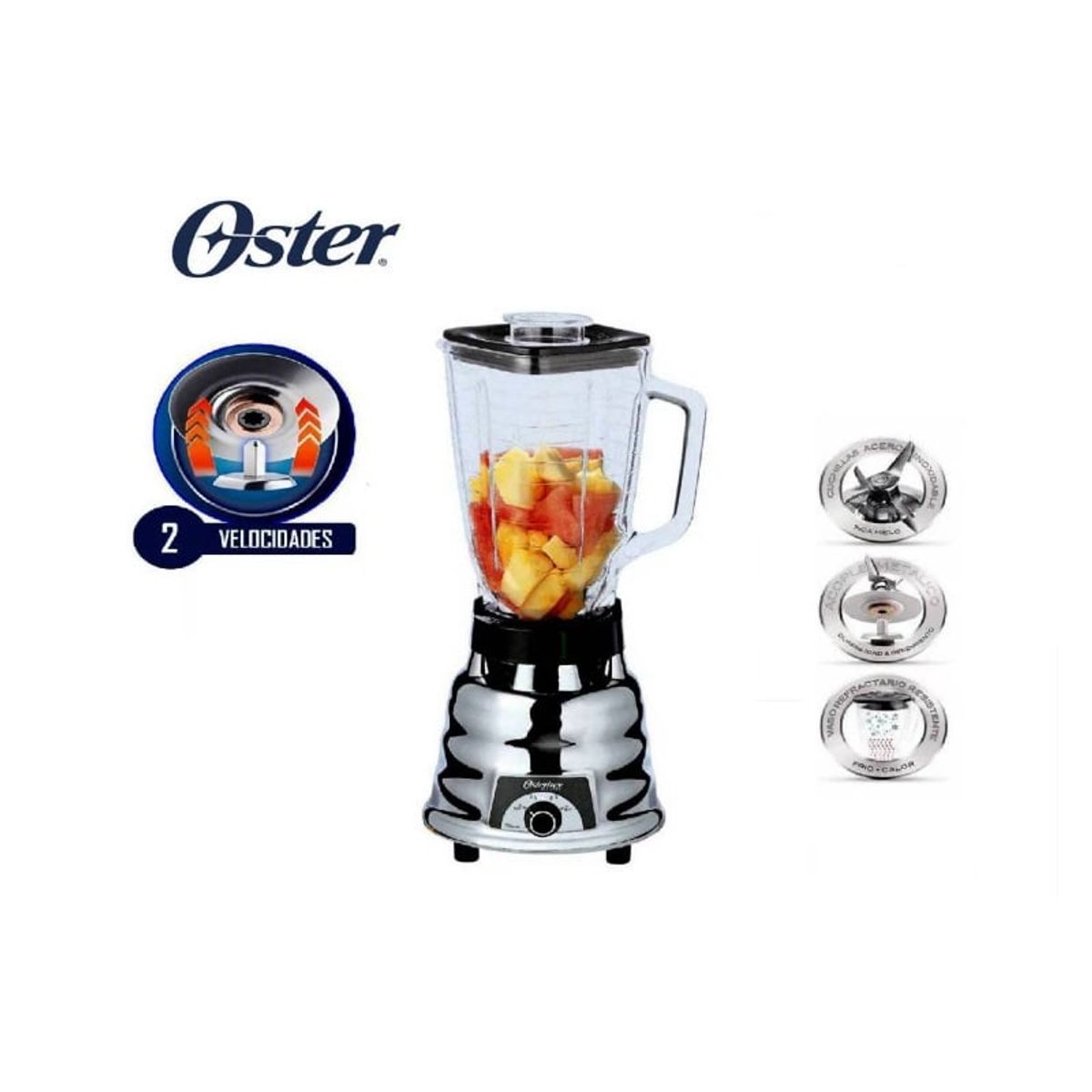 OSTER - Licuadora Oster 250-022-053 600 Watts 2 Velocidades Cromado
