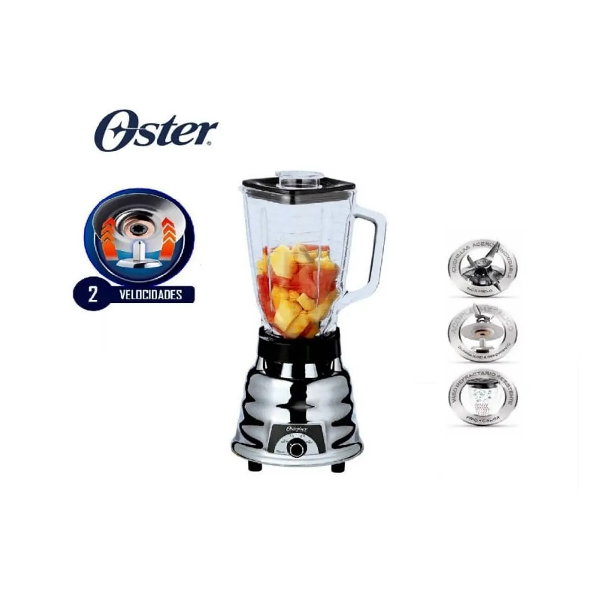 OSTER - Licuadora Oster 250-022-053 600 Watts 2 Velocidades Cromado