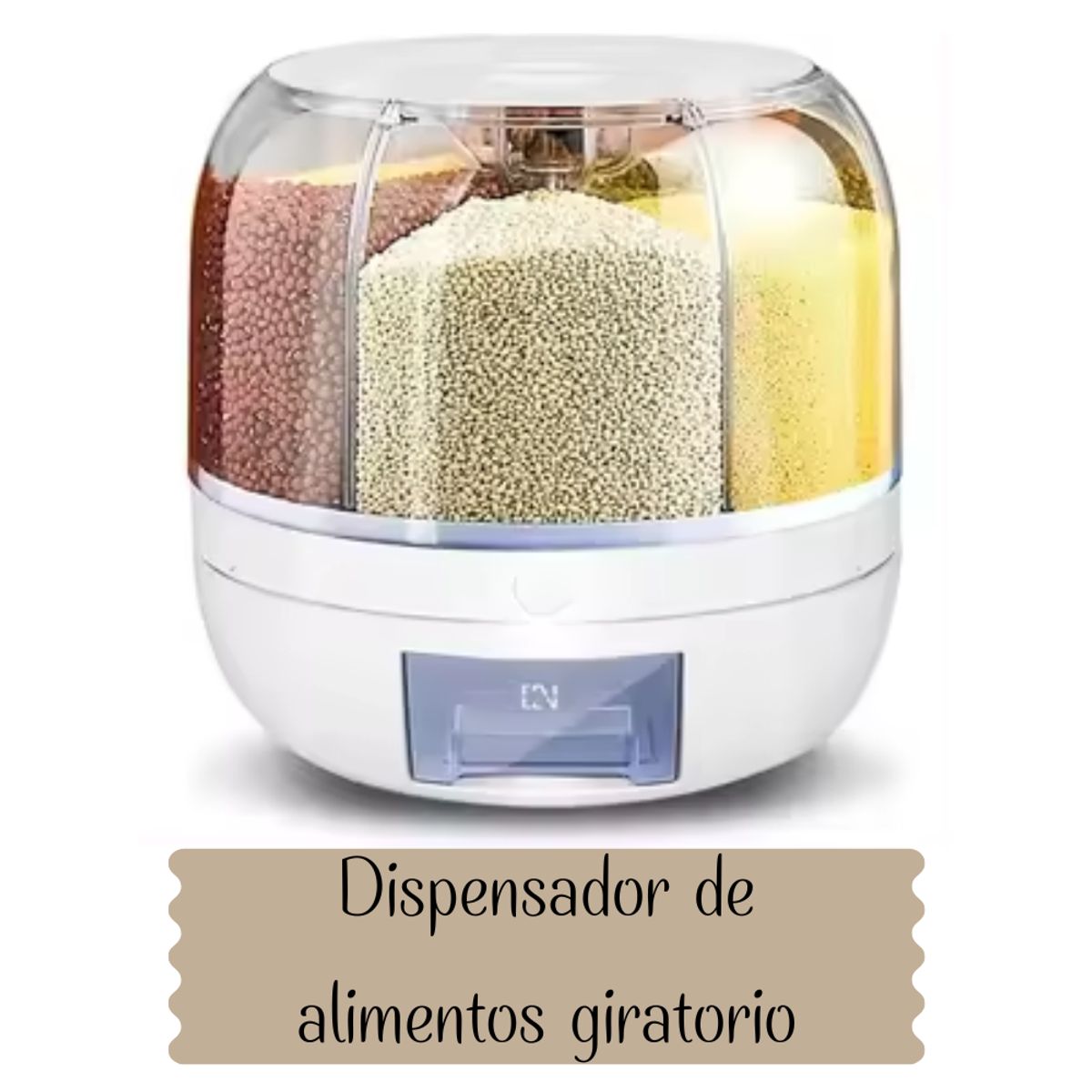 GENERICO - Dispensador de menestras giratorio 6kg-Blanco
