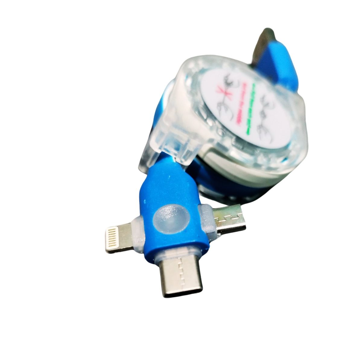 GENERICO - Cable Cargador Retráctil 3 en 1 (Cable USB, Tipo-C, Cable para iPhone)