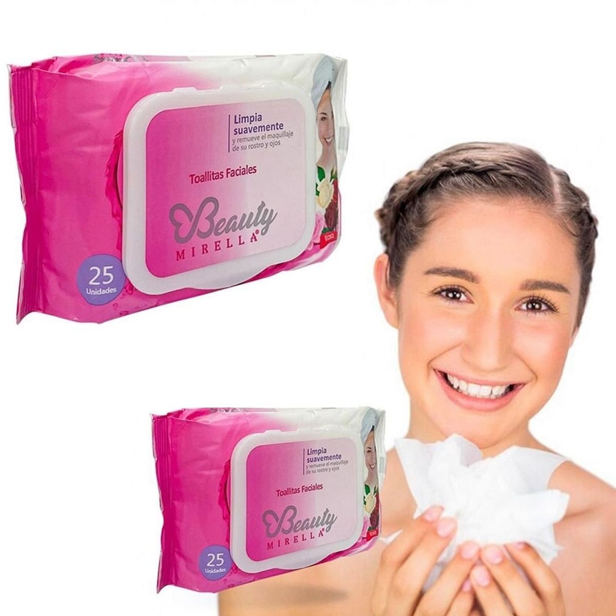 GENERICO - Toallitas faciales paños húmedos desmaquillante extracto rosas 25und_123