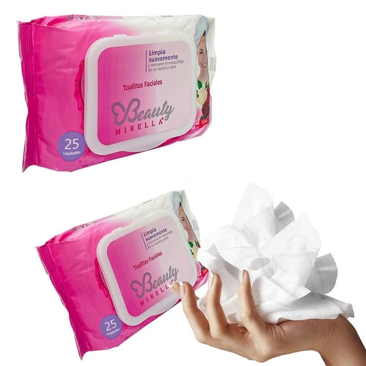 GENERICO - Toallitas faciales paños húmedos desmaquillante extracto rosas 25und_123