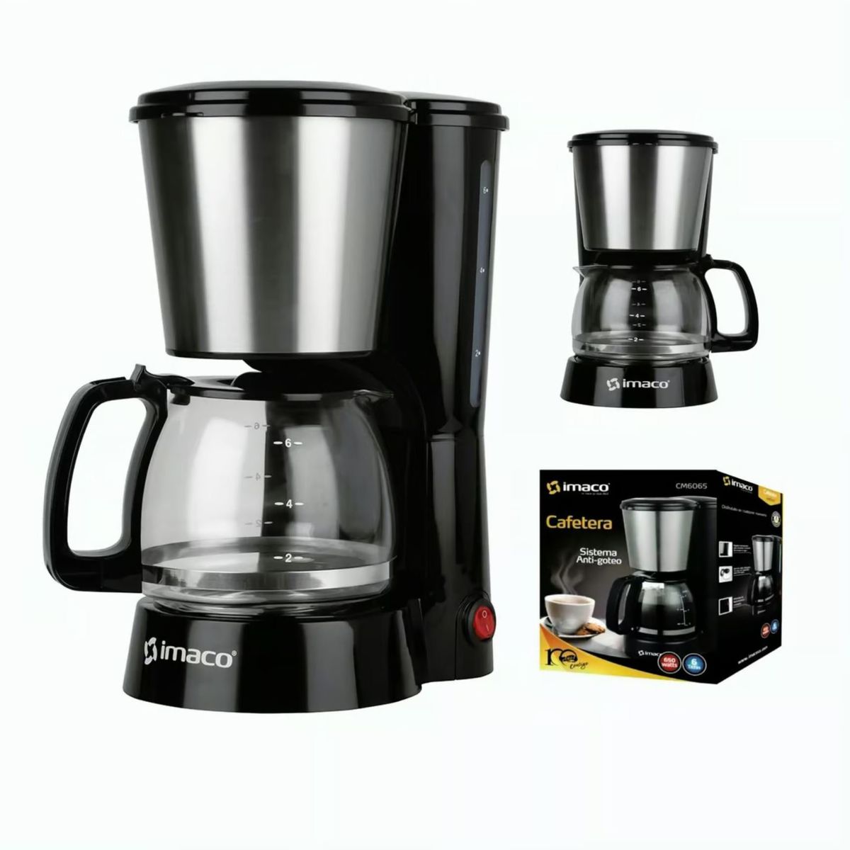 IMACO - Cafetera Eléctrica Imaco CM6065 Capacidad 6 Tazas 650 Watts