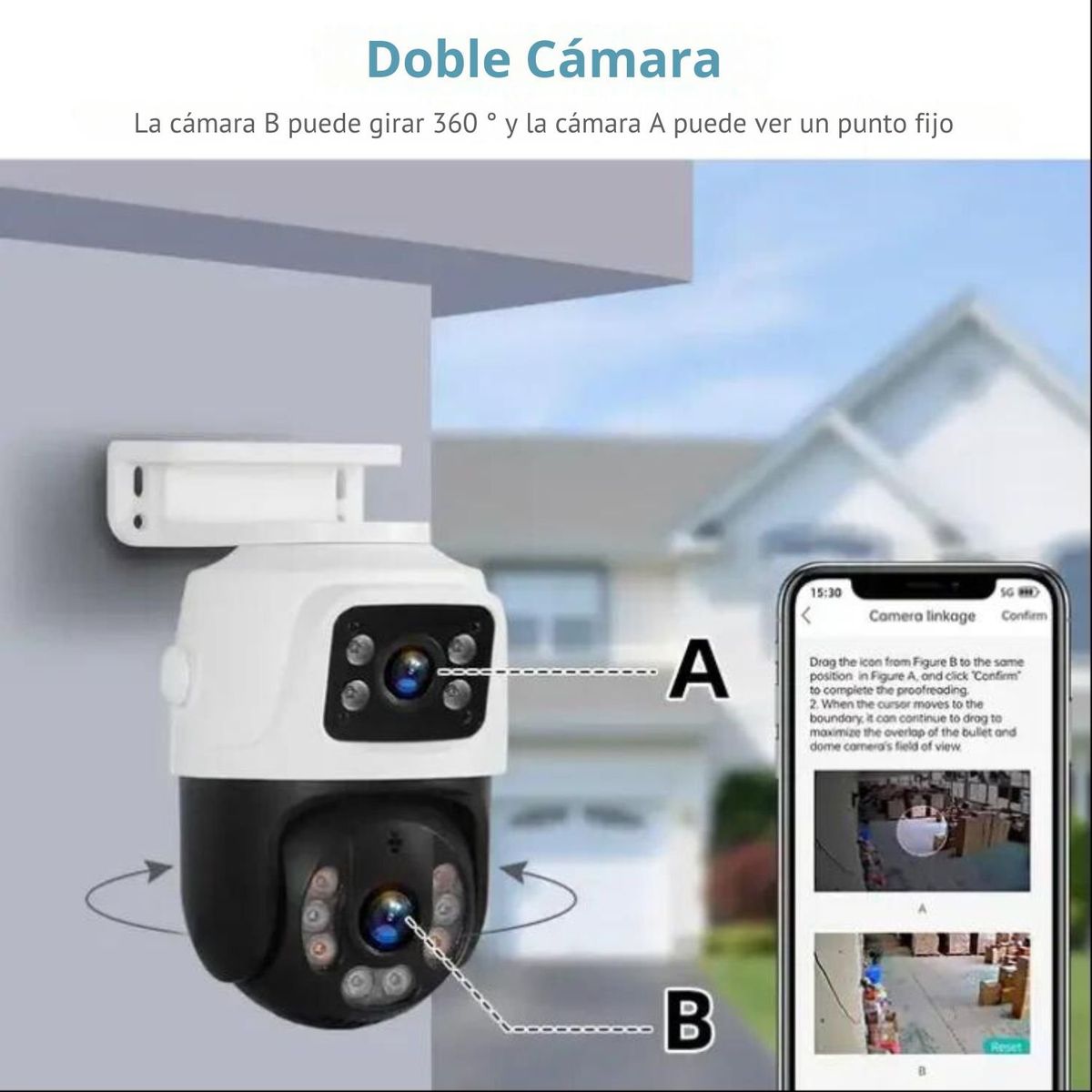 OEM - Camara de Seguridad WIFI A28B PTZ Doble Lente 360 Exterior Alarma
