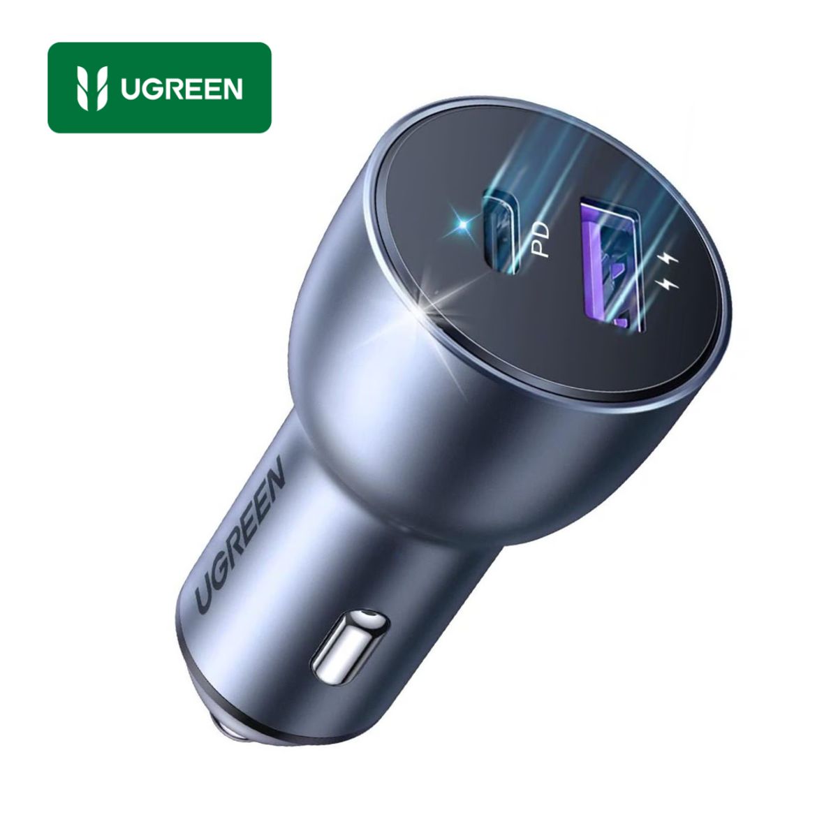 UGREEN - Cargador UGREEN de Auto Carro Carga Rápida 50W 2 Puertos USB Tipo C