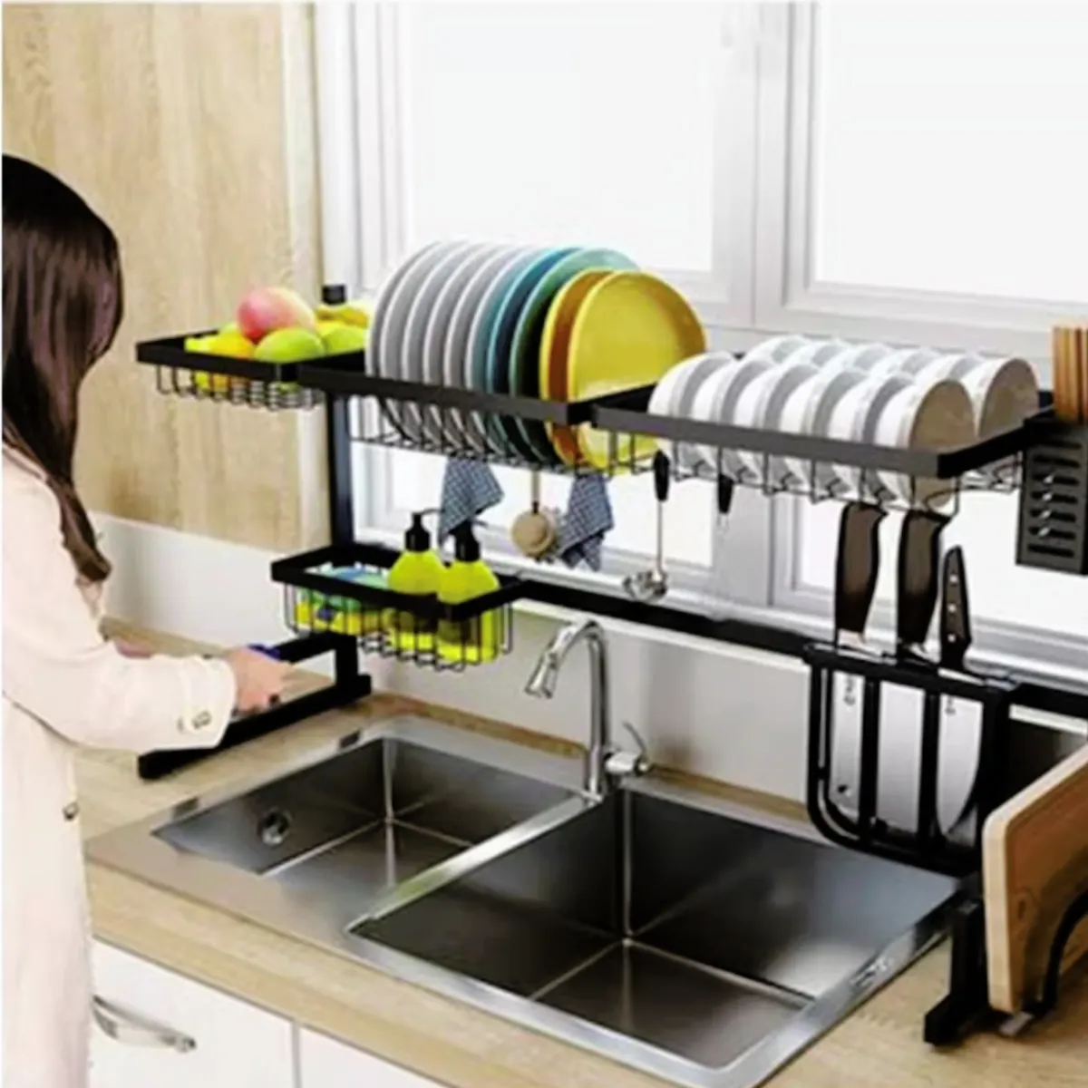 OEM - Organizador cocina escurridor de platos acero inoxidable 85cm