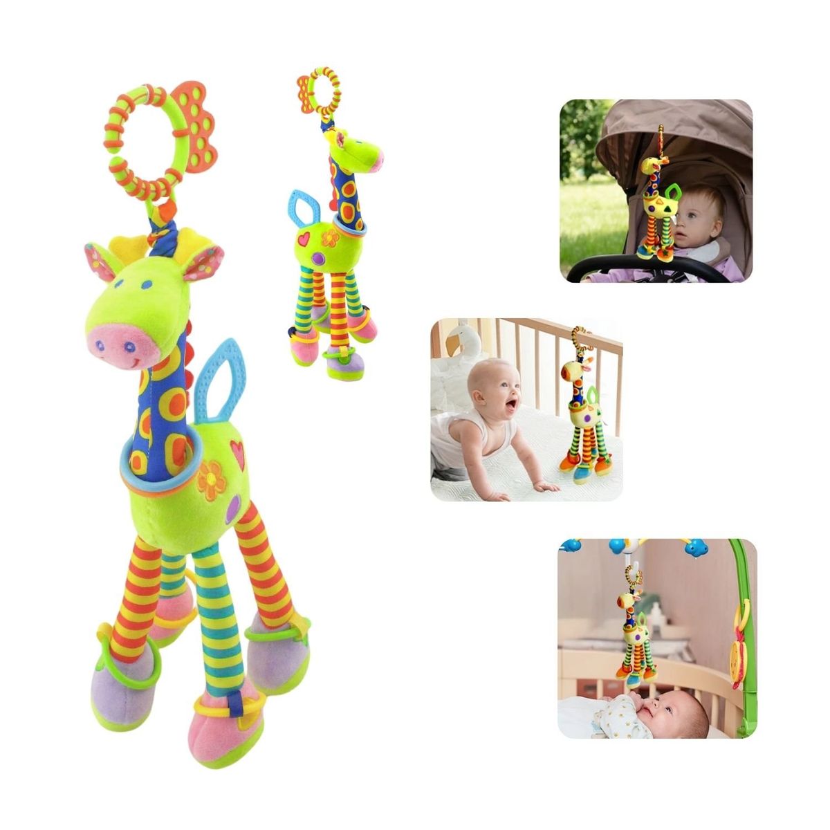 GENERICO - Juguete Peluche Jirafita Sensorial con Mordedor VERDE