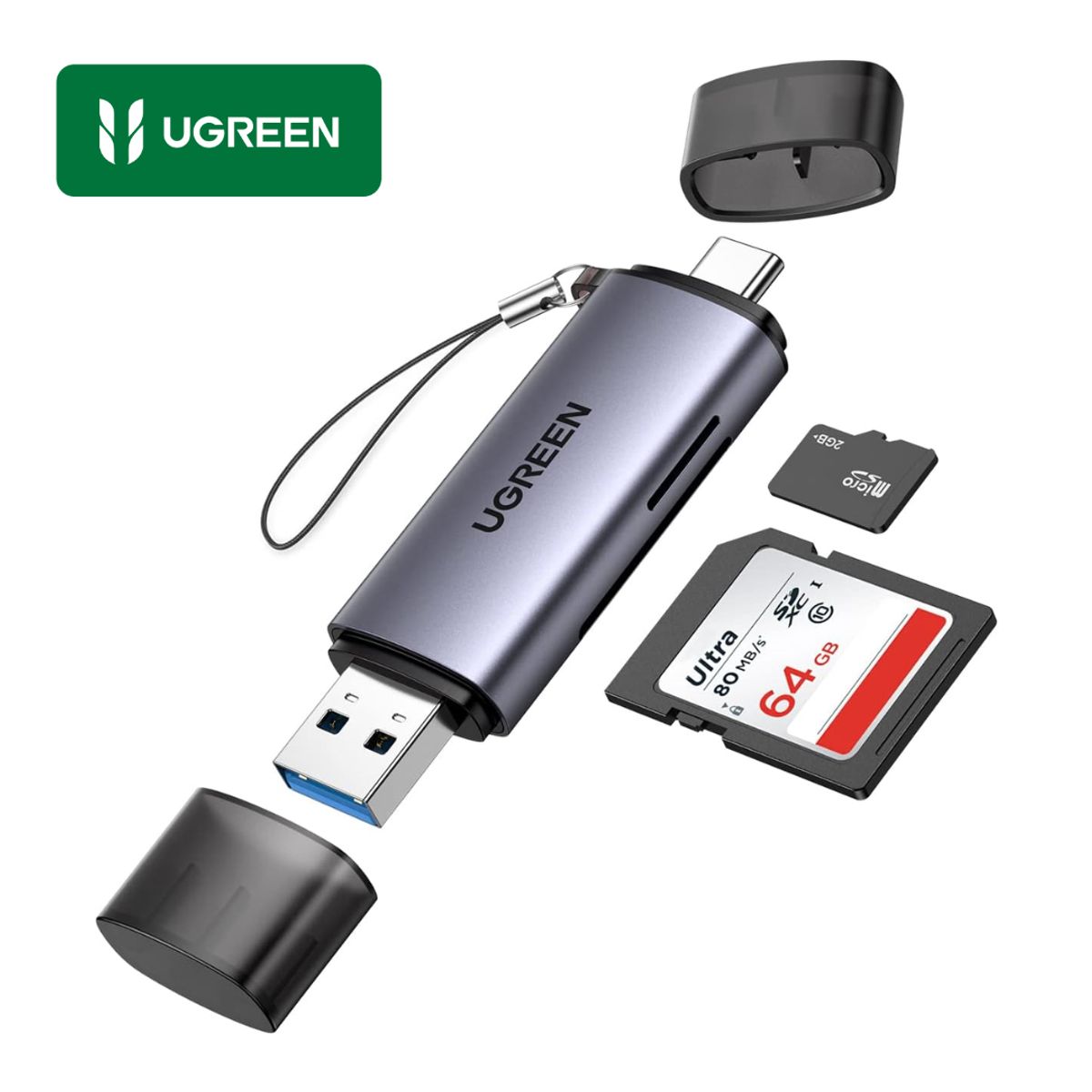 UGREEN - Adaptador Lector de Tarjetas USB UGREEN TF SD PC Laptop Macbook