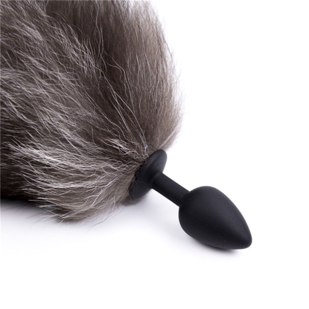 GENERICO - Plug de silicona con cola de lana-PLOMO