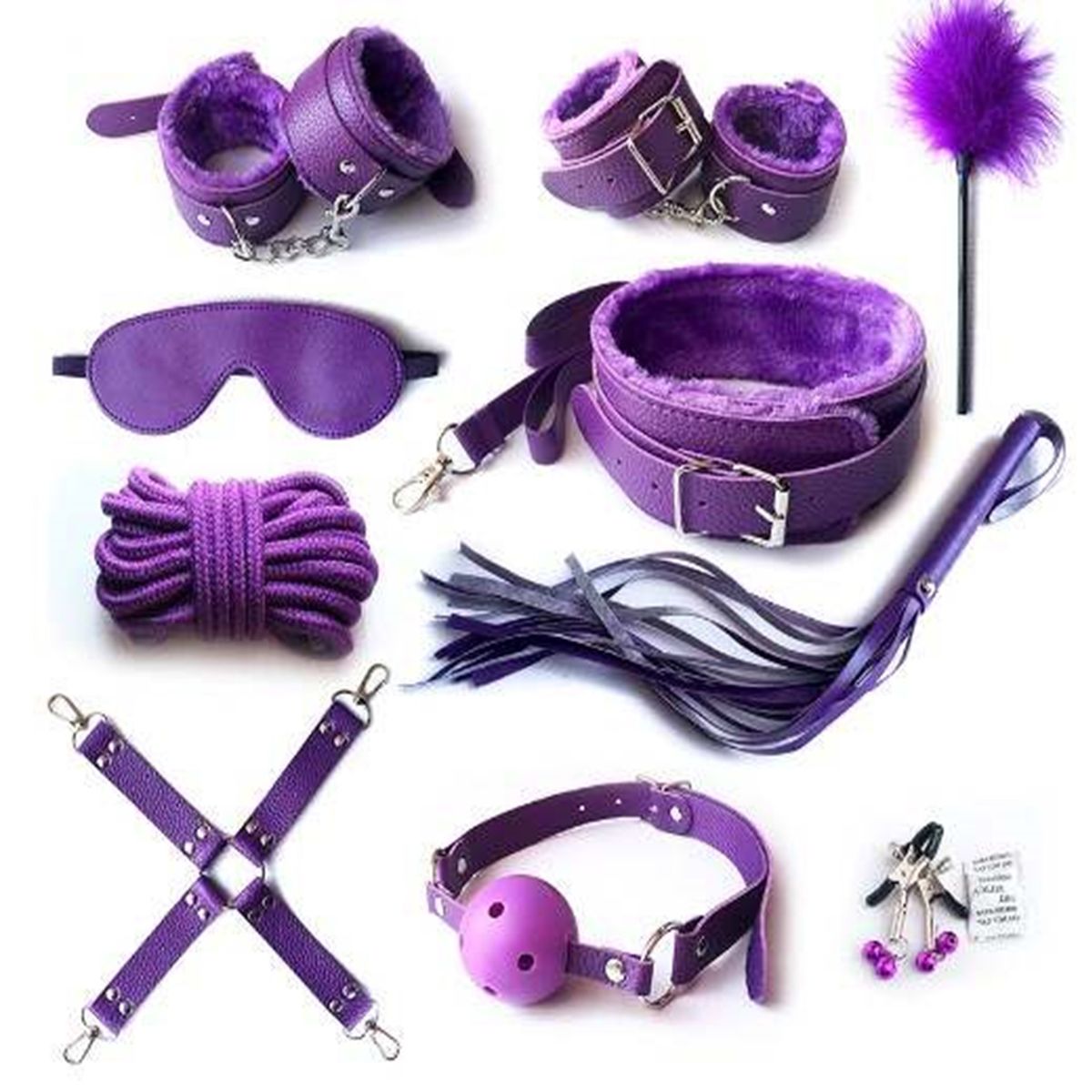 GENERICO - Set bondage 10 en 1 restricciones bdsm-Morado