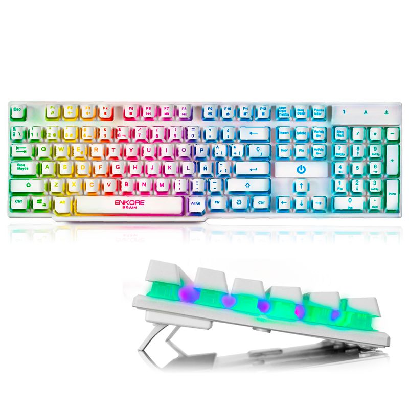 ENKORE - Teclado Gamer Brain Enkore Led Enk603w Rainbow