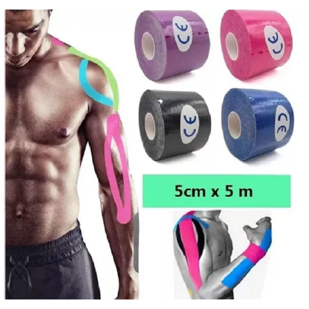 GENERICO - Cinta Kinesiologica 5m X 5cm Soporte para Atleticos