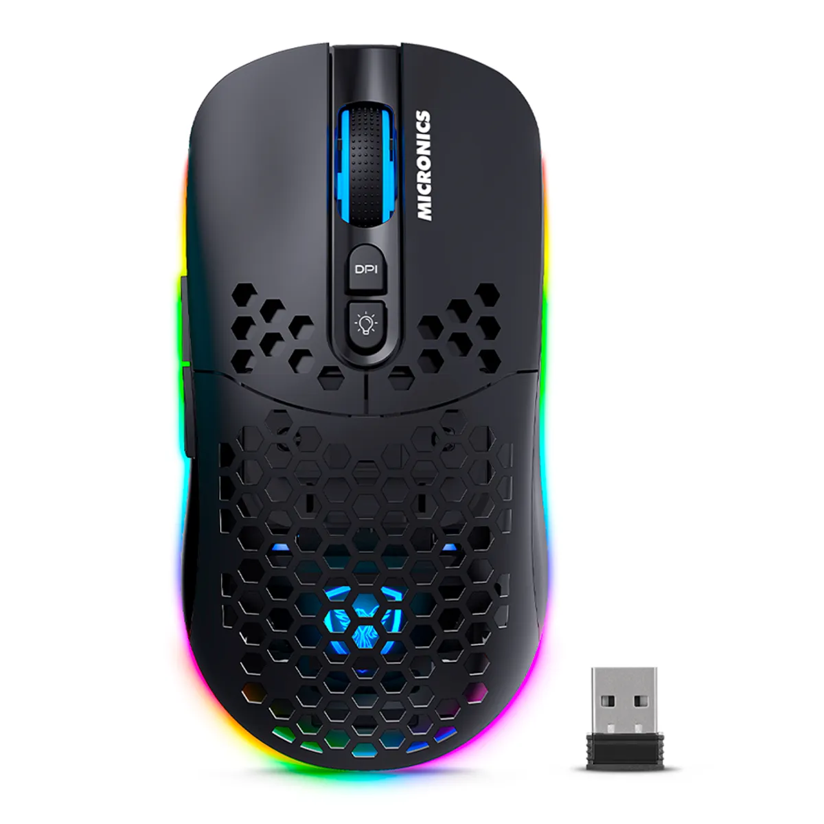 MICRONICS - Mouse Gamer Inalámbrico Warrior 3 MIC GM828-3M Bluetooth + 2.4G RGB 7 Botones 4800 DPI