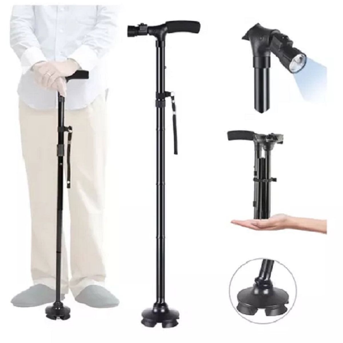 GENERICO - Bastón plegable ortopédico con luz led