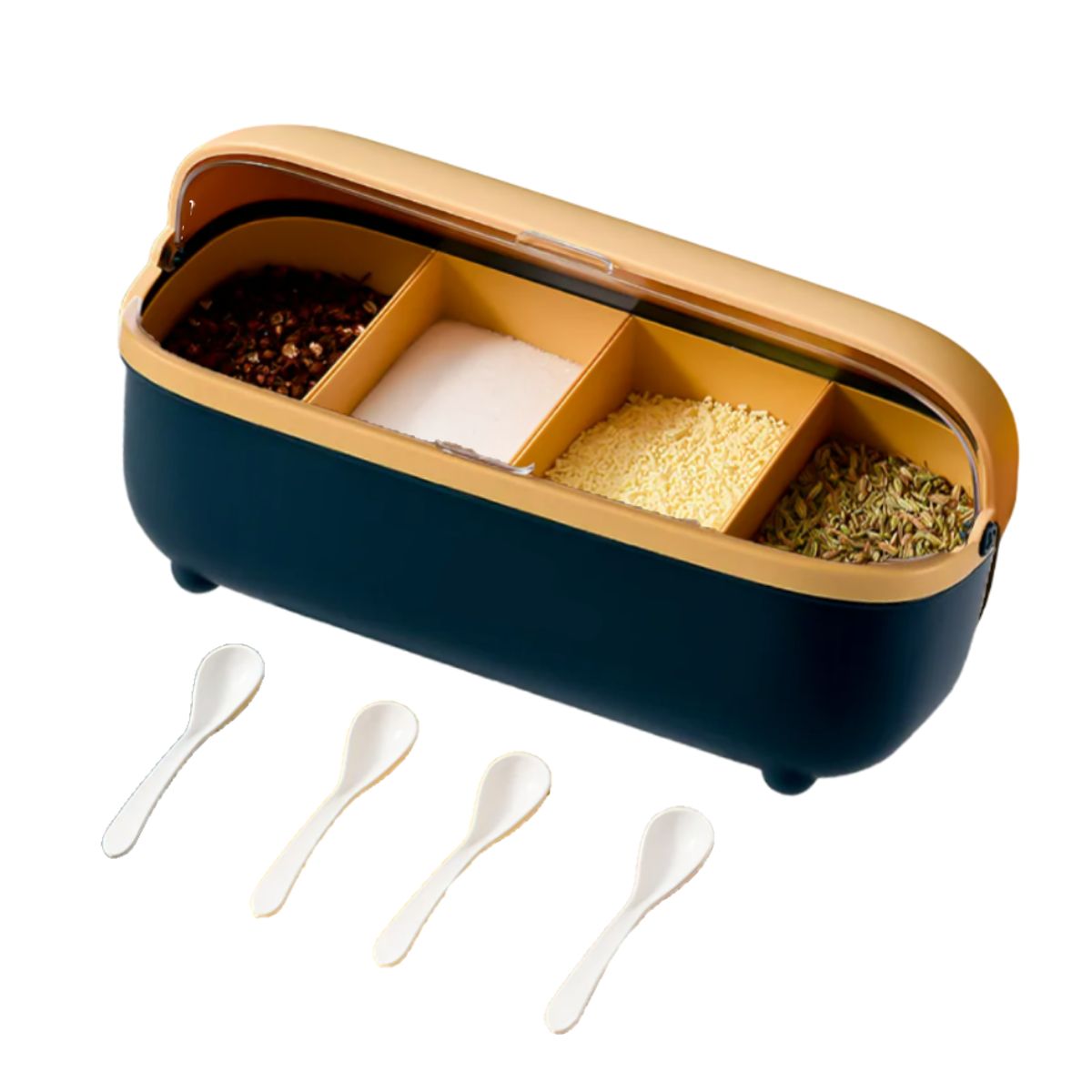 GENERICO - Organizador Condimentero Moderno 4 compartimientos con cuchara