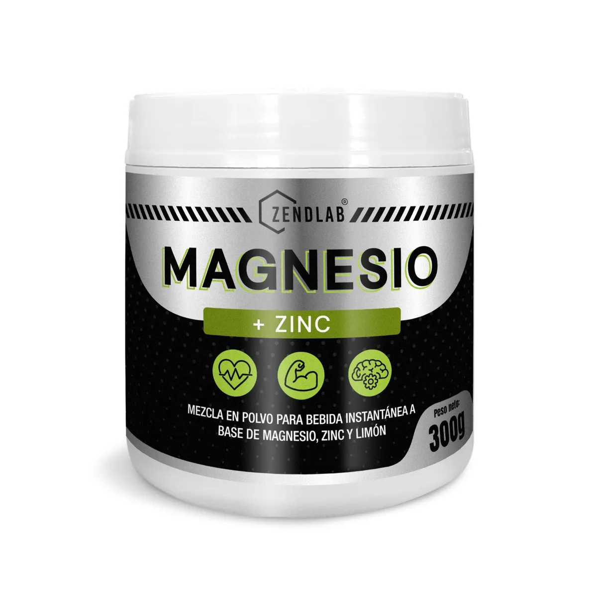 ZENDLAB - Magnesio Citrato Zendlab 300Gr con Zinc y Limón