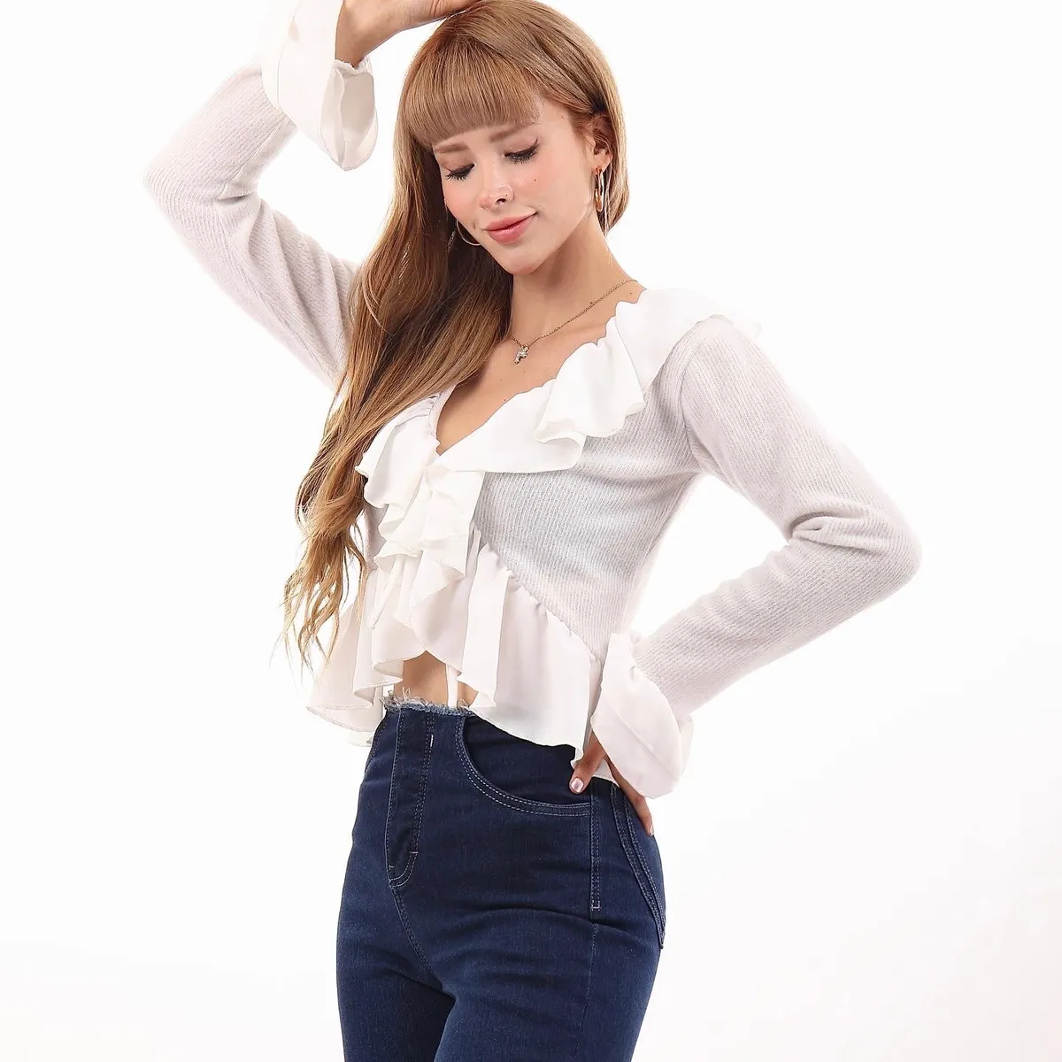 KATE LARRAIN - Cardigan knit con volantes Camil