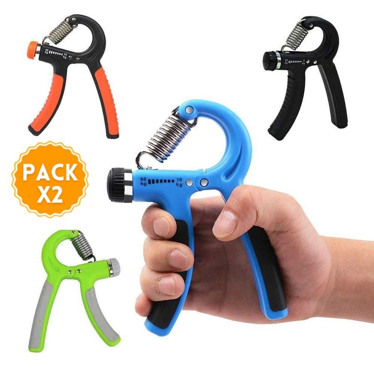 MEGIMPERU - Hand Grip x2UN Regulable 10kg a 60kg para Manos y Antebrazos