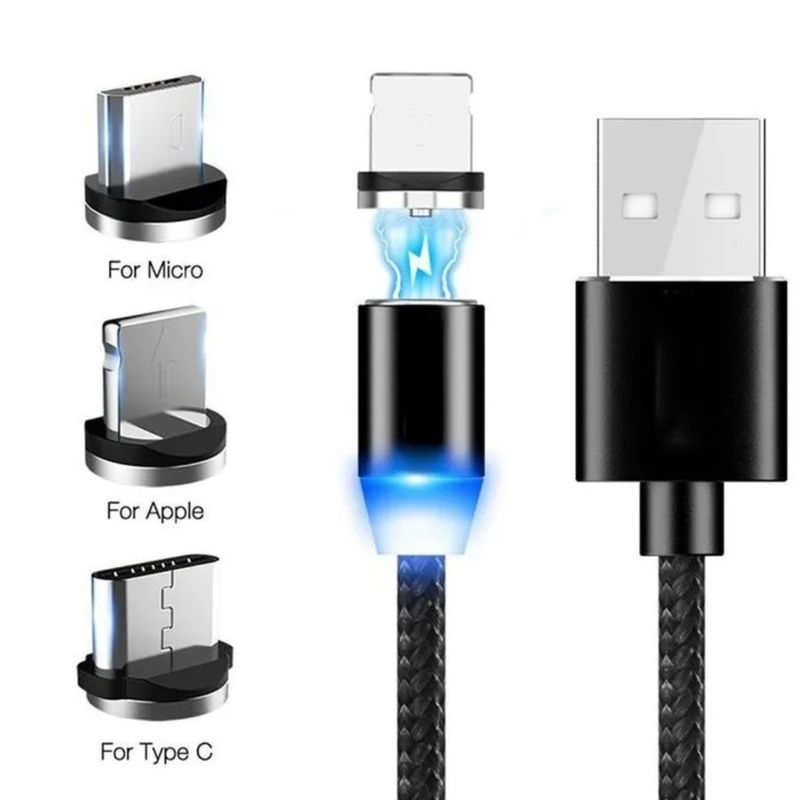 GENERICO - Cable Imantado Magnético 3 En 1 Android Tipo C Y Lightning