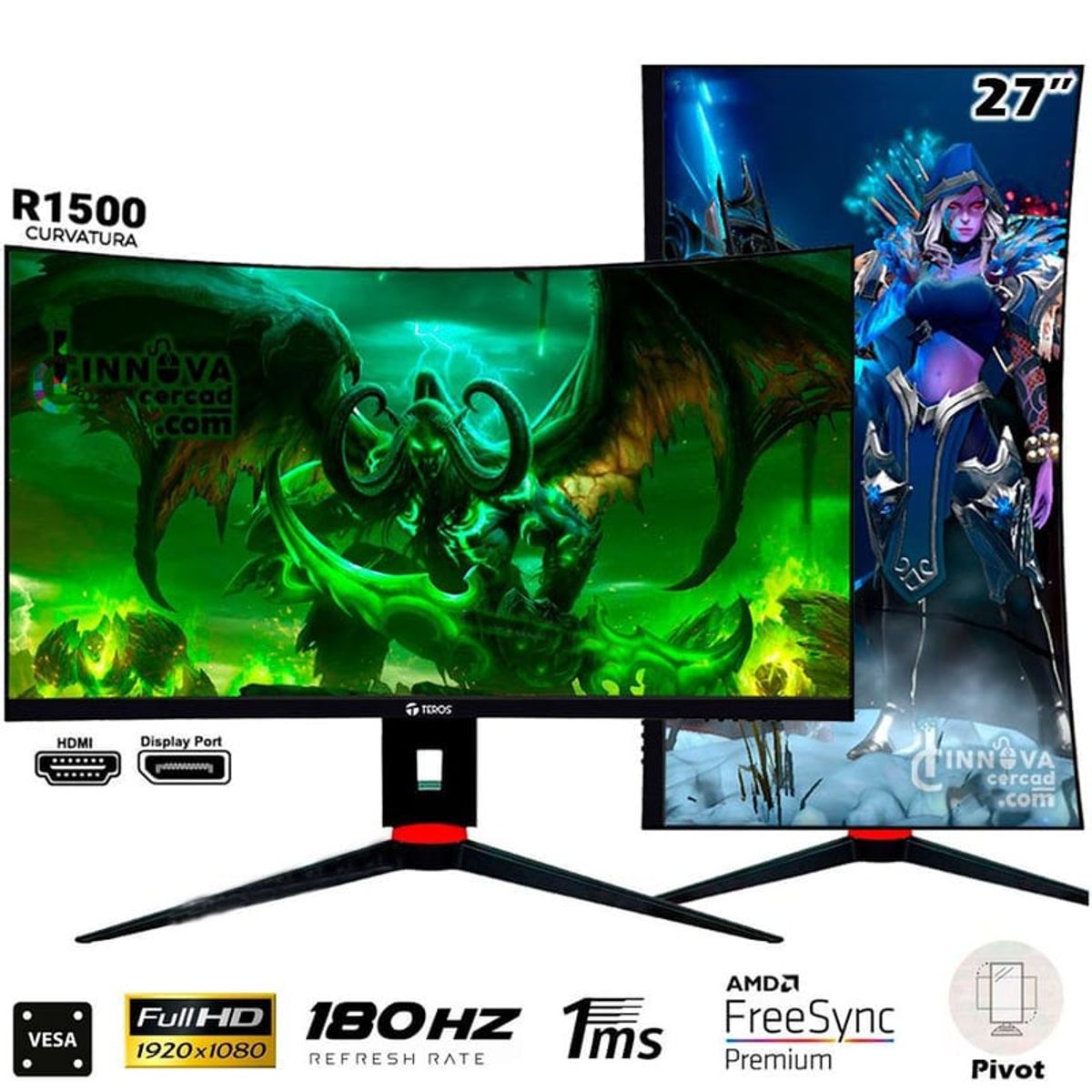 TEROS - MONITOR 180HZ 1MS DP HDMI TEROS 27 CURVO GIRO PIVOTE FHD