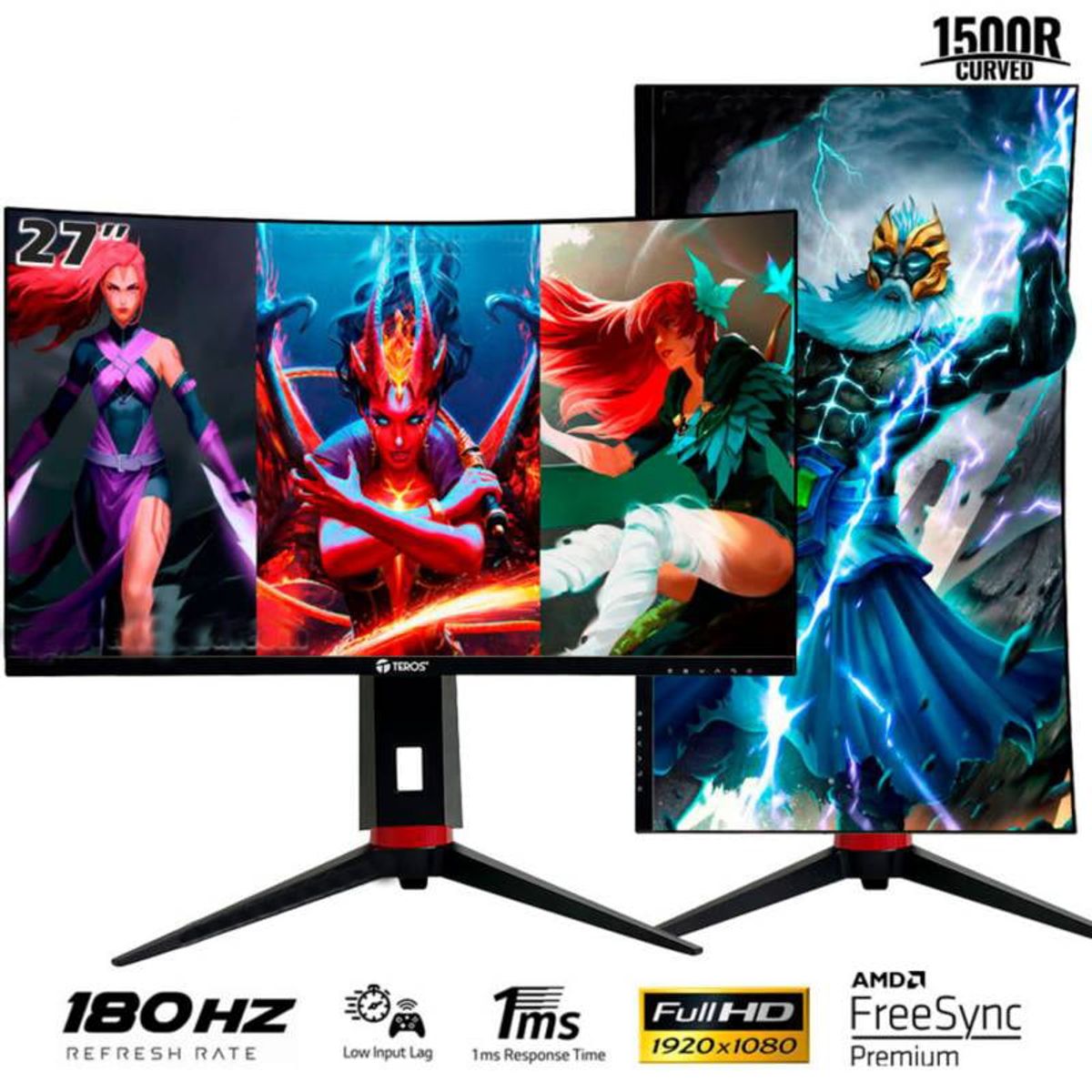 TEROS - MONITOR GAMING TEROS 2766G 27 CURVO FHD 180HZ 1MS DP HDMI USB VESA