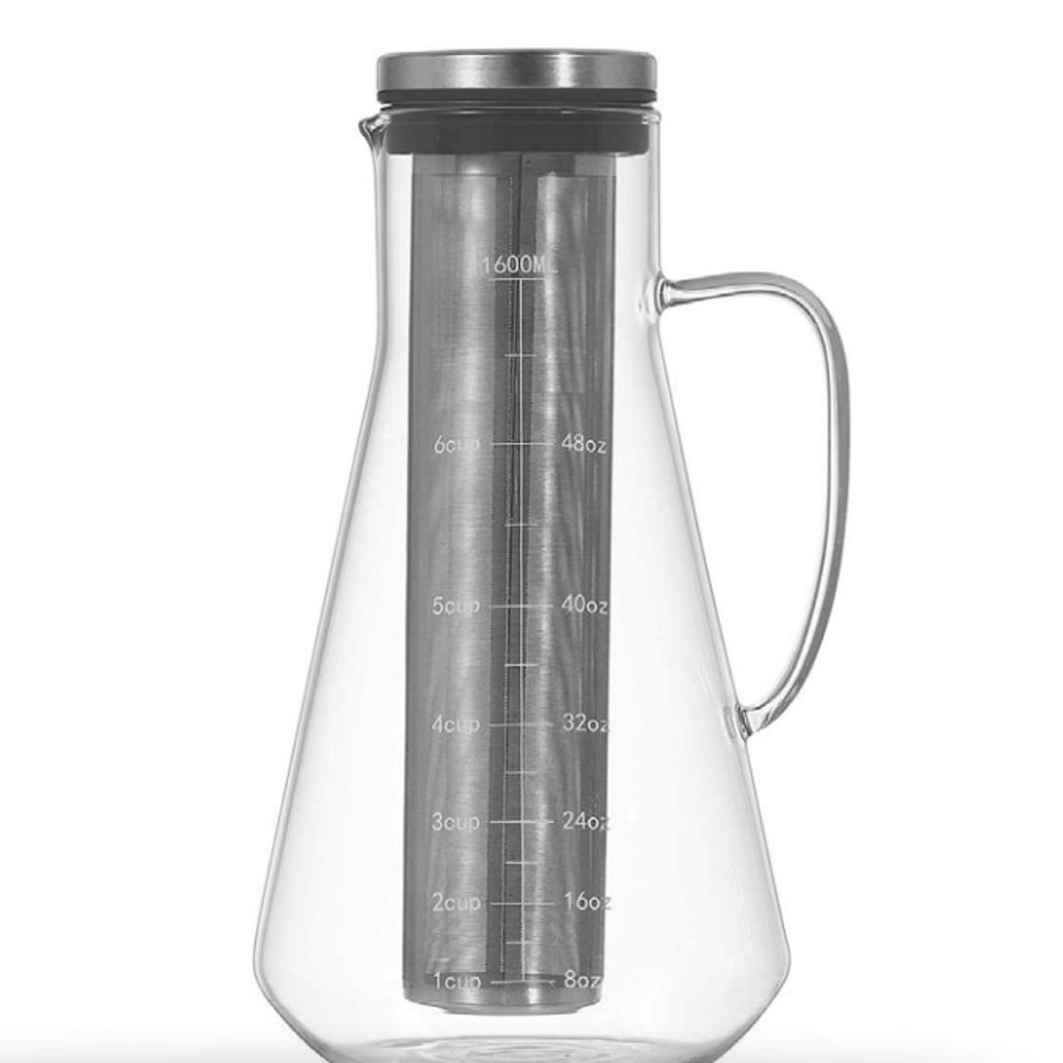 GENERICO - Jarra Cafetera de Vidrio con filtro de acero Inox de 1600 ml