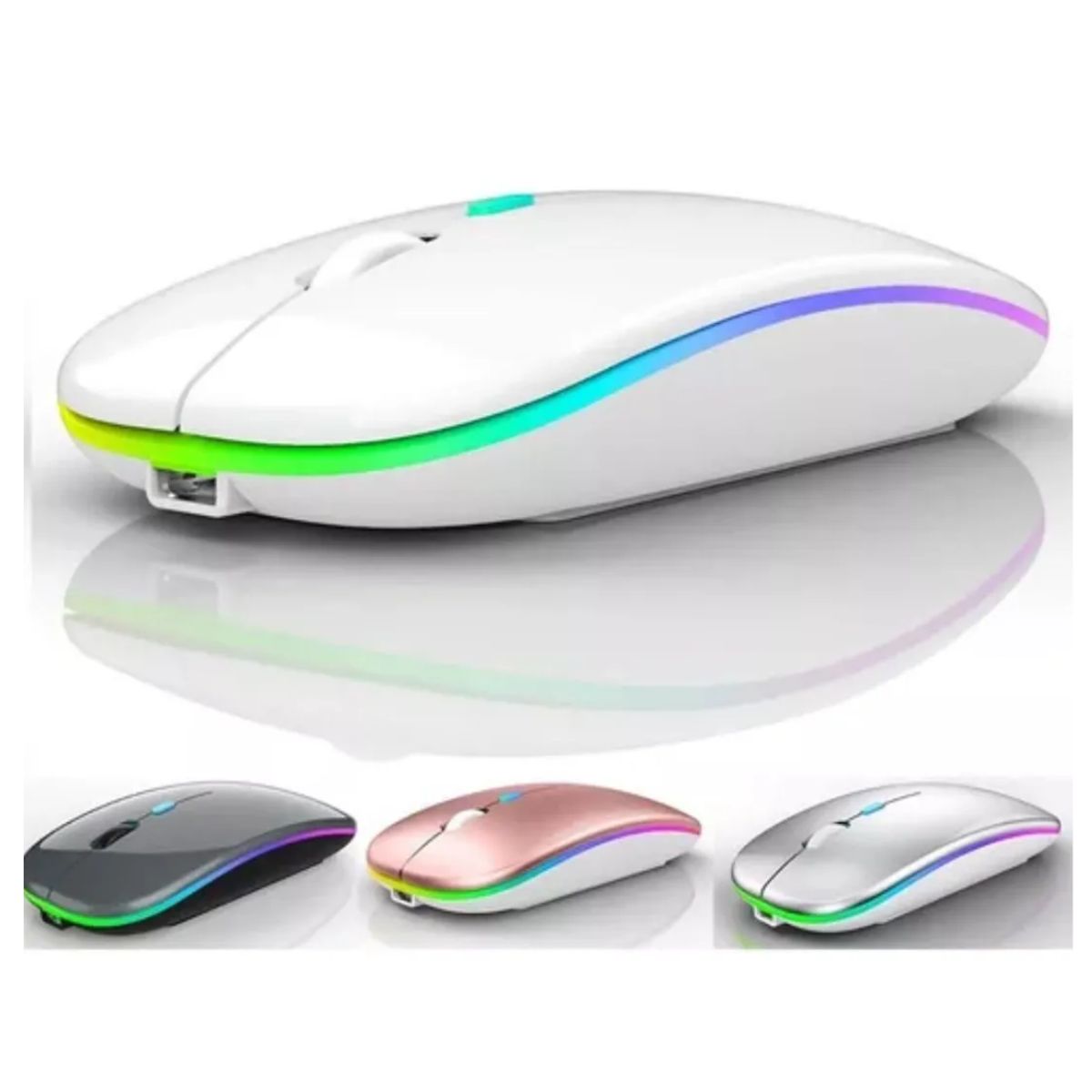 GENERICO - Mouse Inalámbrico Recargable Bluetooth Led Rgb