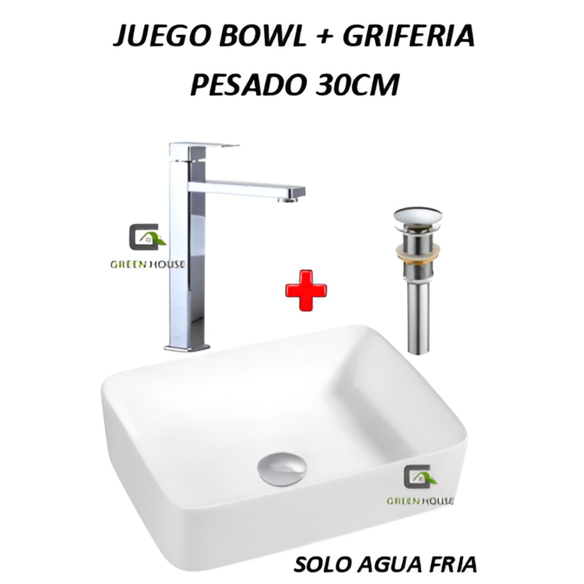 GENERICO - COMBO BOWL + GRIFERIA AGUA FRIA 30CM PICO LARGO