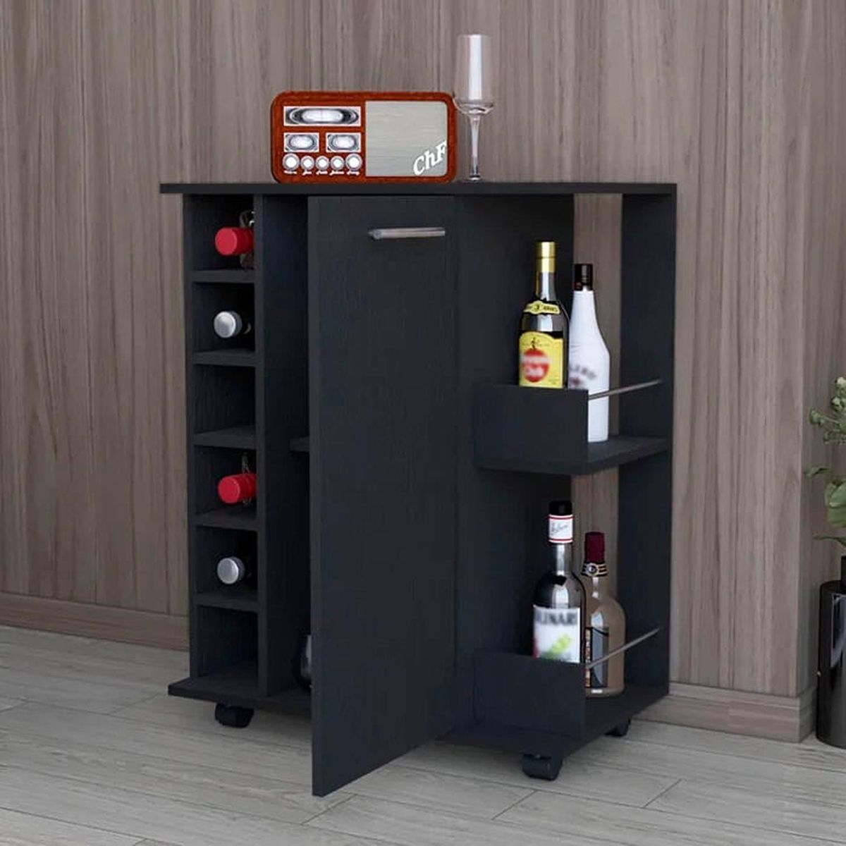 MUEBLES CRISOSTOMO - Vinero Moderno Negro 66cm