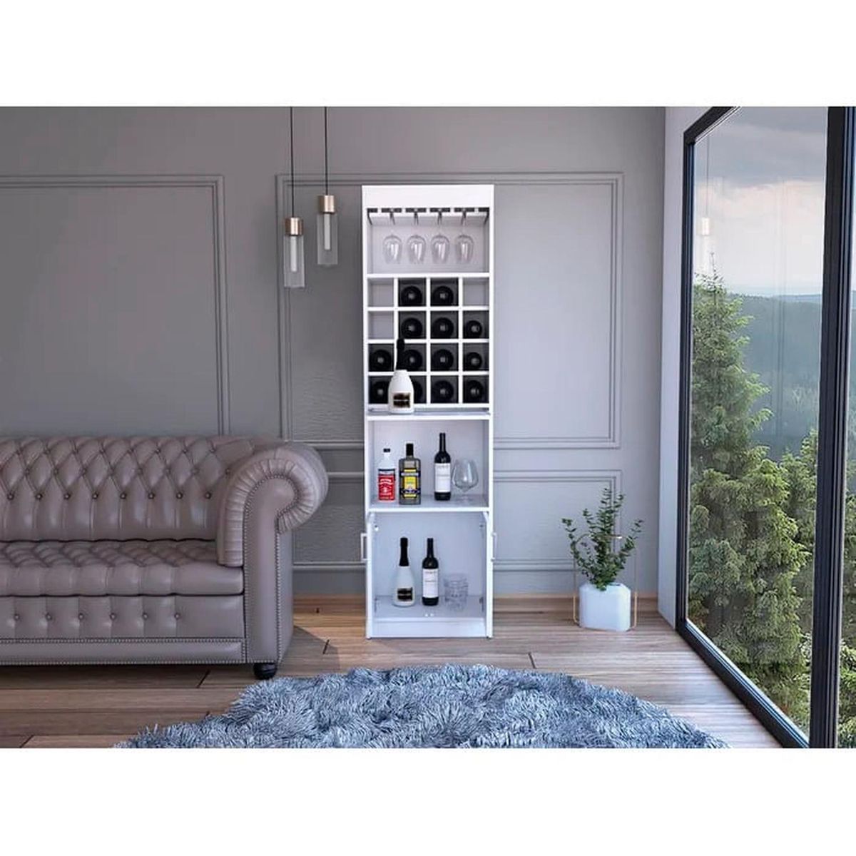 MUEBLES CRISOSTOMO - Bar Vinero de Melamina Blanco 51cm