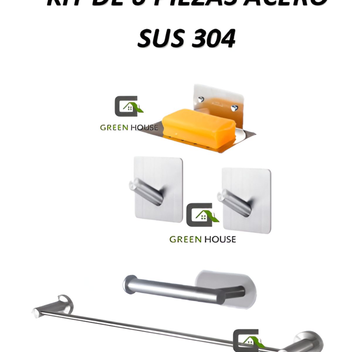 GENERICO - KIT 5 PIEZAS TOALLERO 60CM  ACERO SUS 304