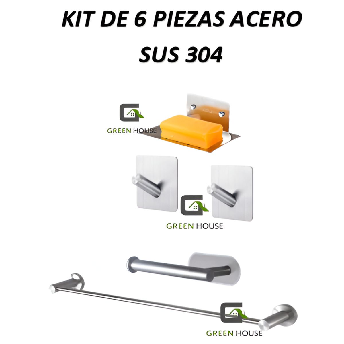 GENERICO - KIT 5 PIEZAS TOALLERO 60CM  ACERO SUS 304