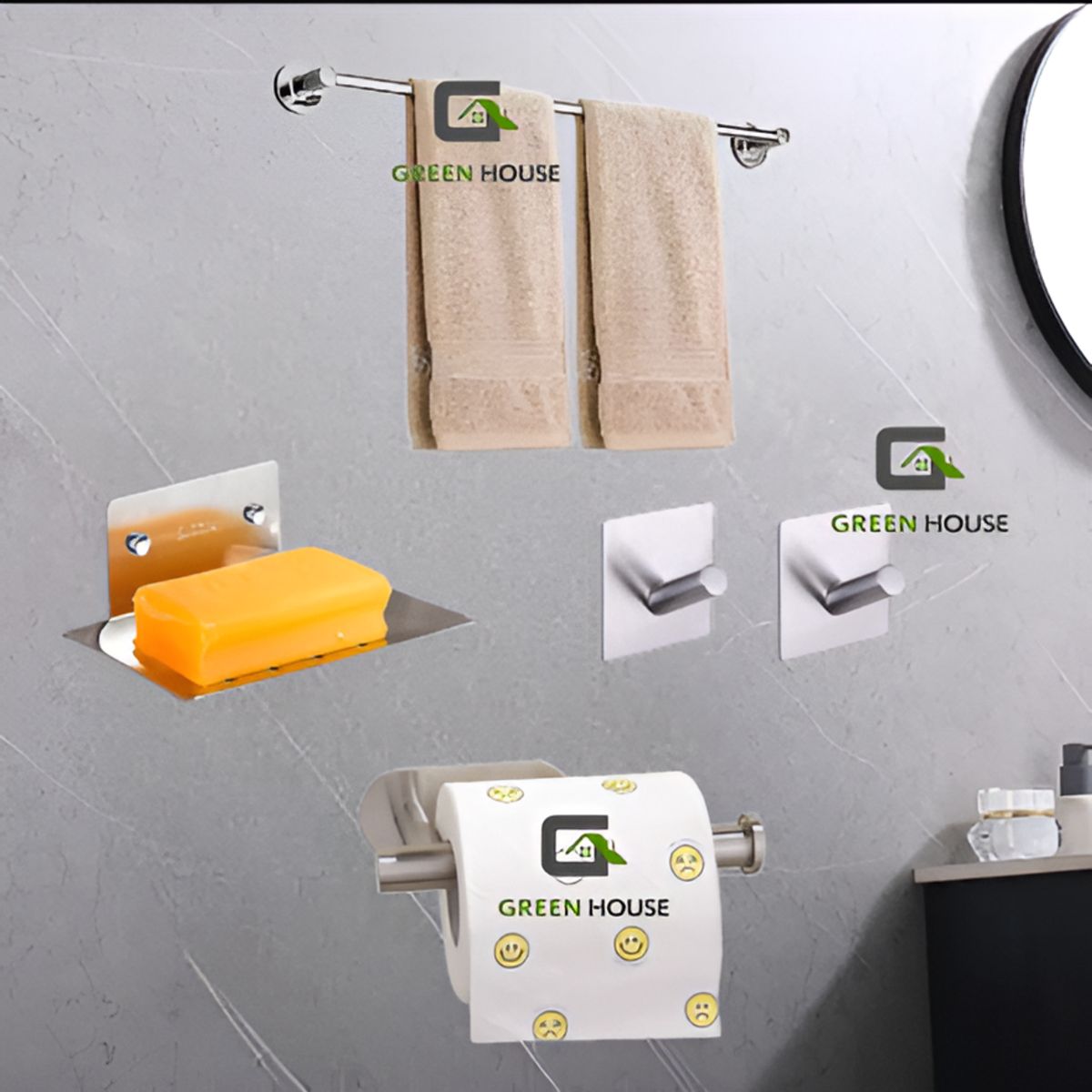 GENERICO - KIT 5 PIEZAS TOALLERO 60CM  ACERO SUS 304