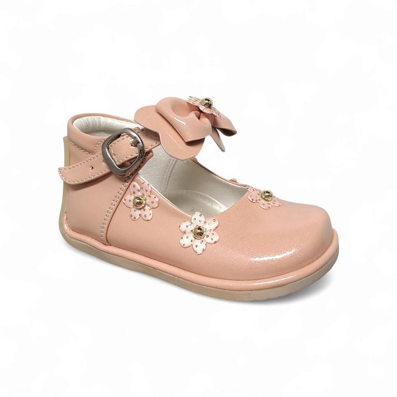 GENERICO - Zapato de Charol Nude escarchado pibe para bebé niña