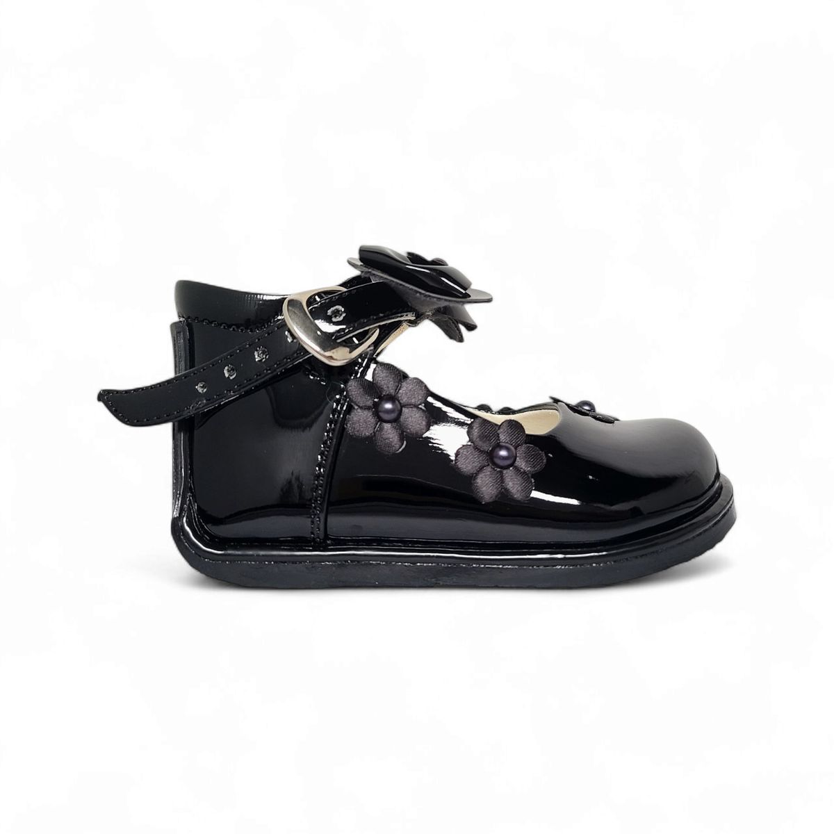 GENERICO - Zapato de Charol Negro pibe semi-ortopédico para bebé niña