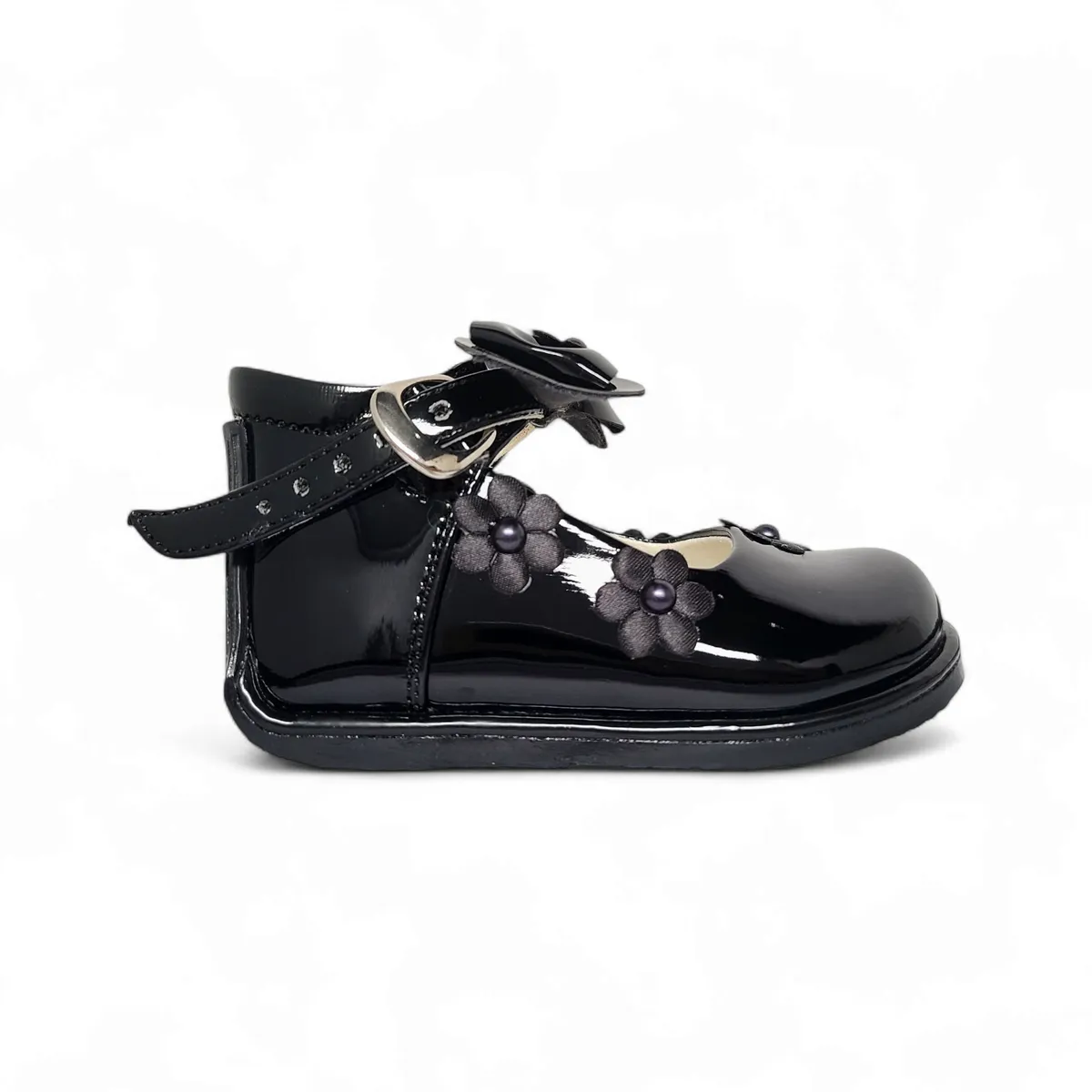 GENERICO - Zapato de Charol Negro pibe semi-ortopédico para bebé niña