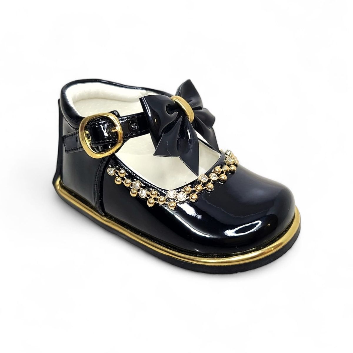 GENERICO - Zapato de Charol Negro pibe semi-ortopédico para bebé niña