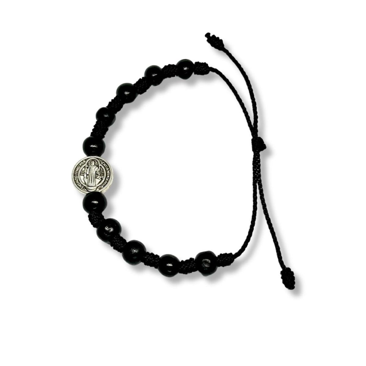 SANTORAL - Pulsera Denario San Benito 15mm - Madera