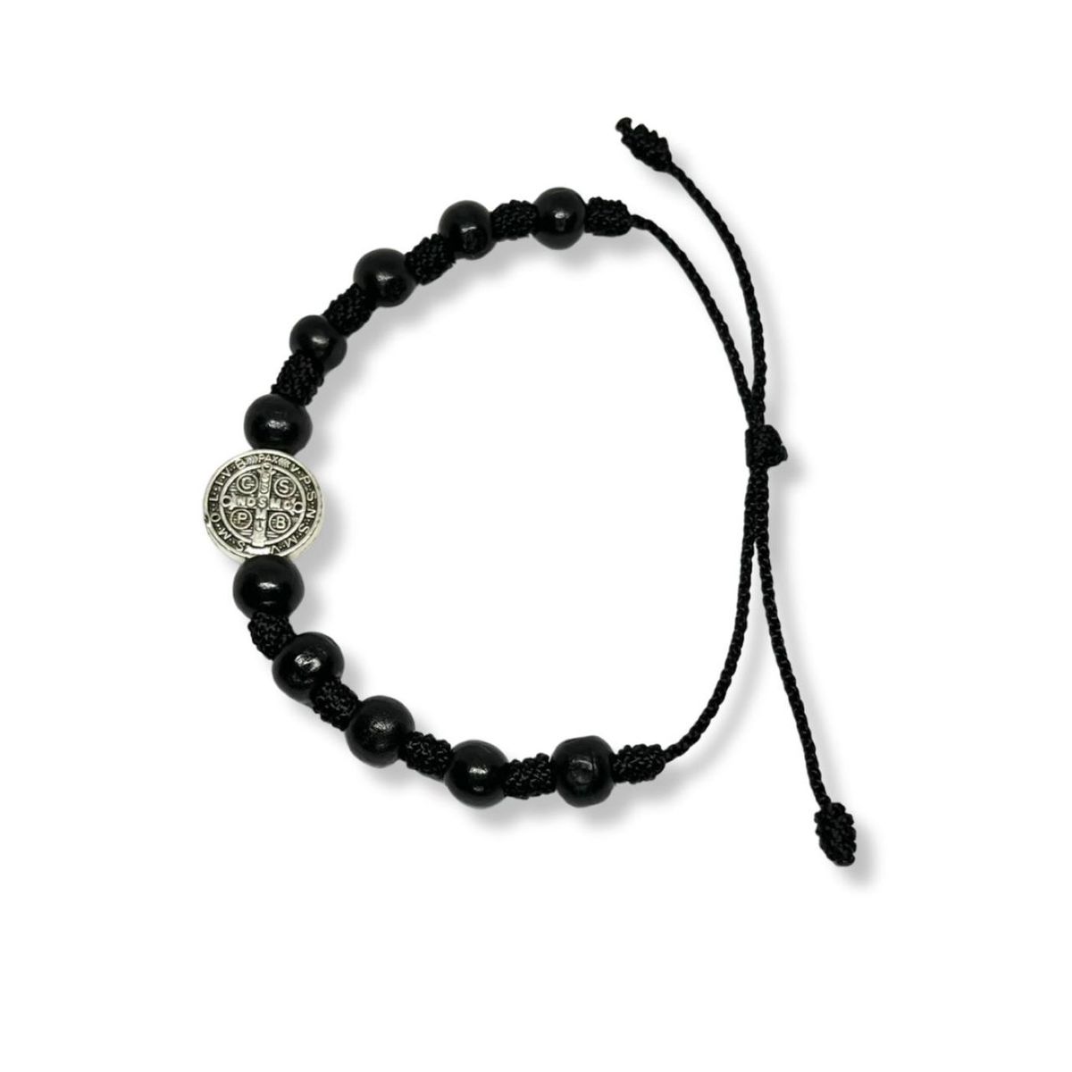 SANTORAL - Pulsera Denario San Benito 15mm - Madera