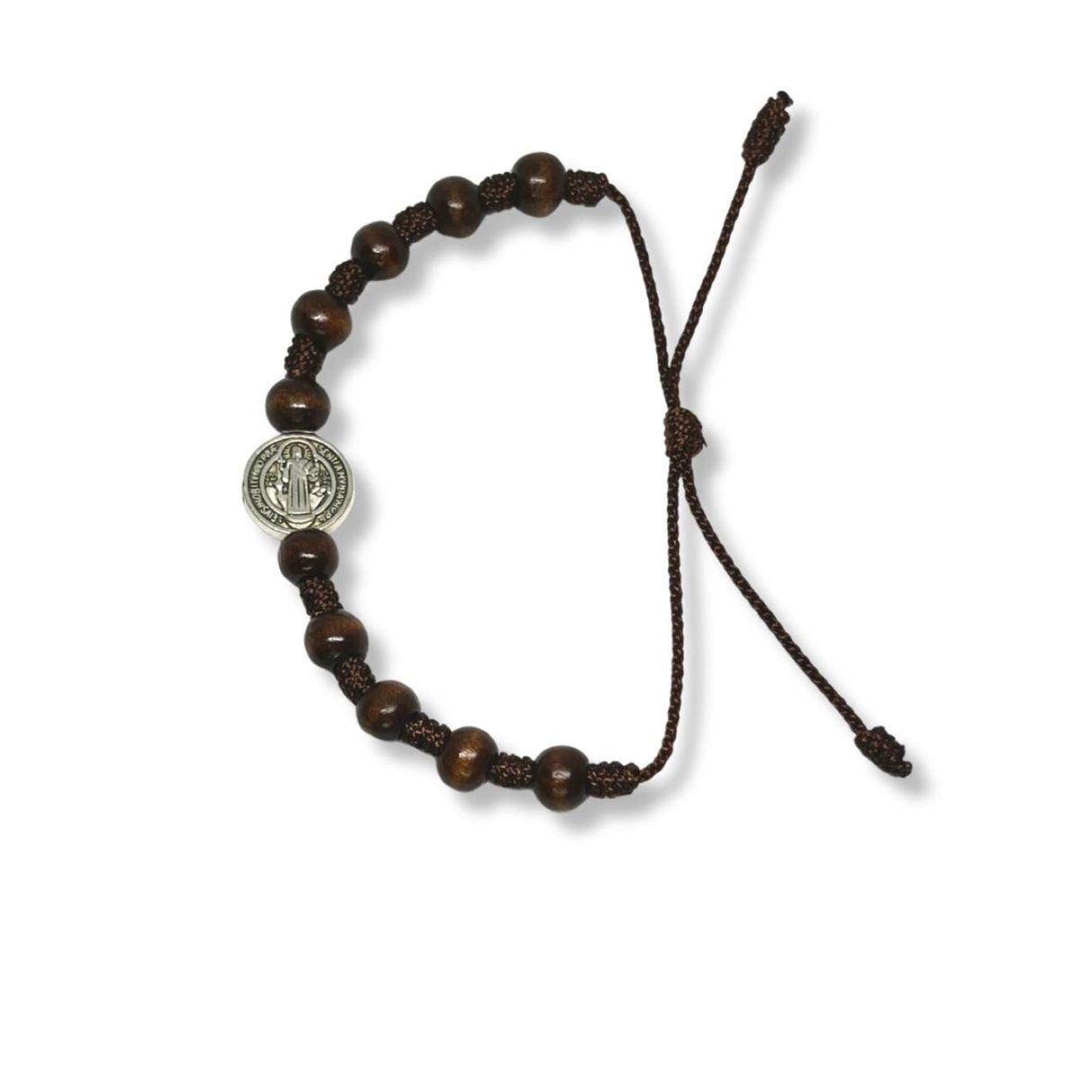 SANTORAL - Pulsera Denario San Benito 15mm - Madera