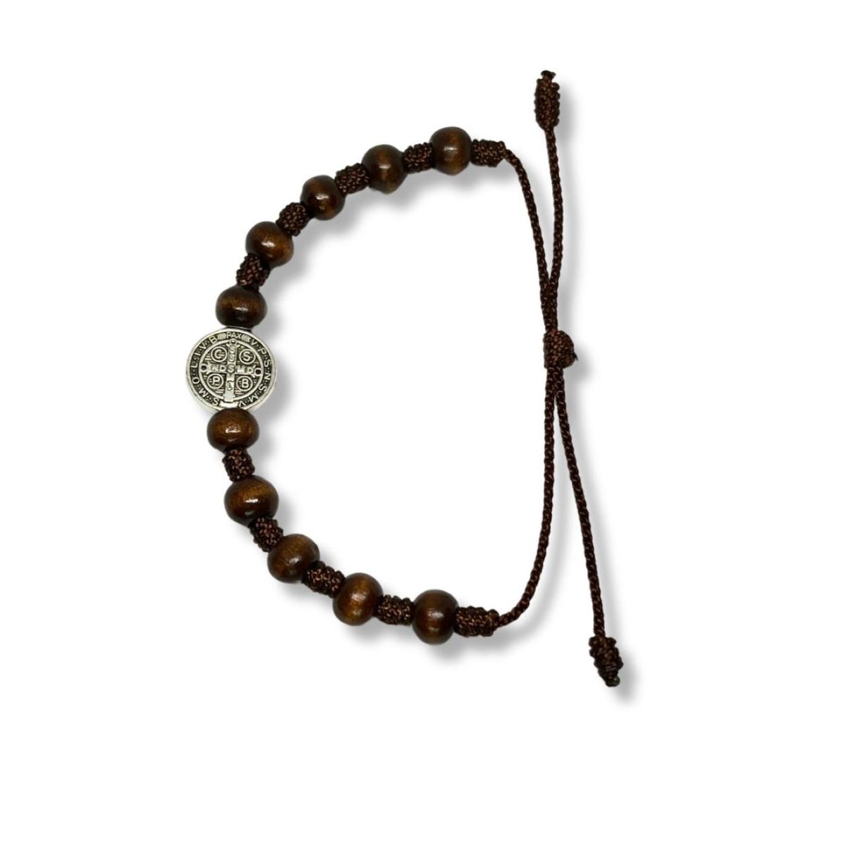 SANTORAL - Pulsera Denario San Benito 15mm - Madera