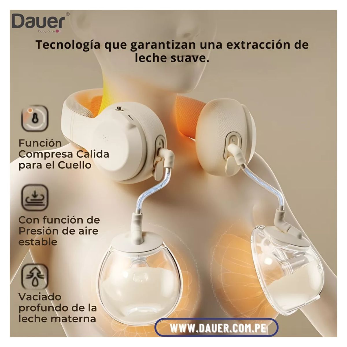 DAUER - Extractor De Leche Eléctrico Doble Portátil Manos Libres