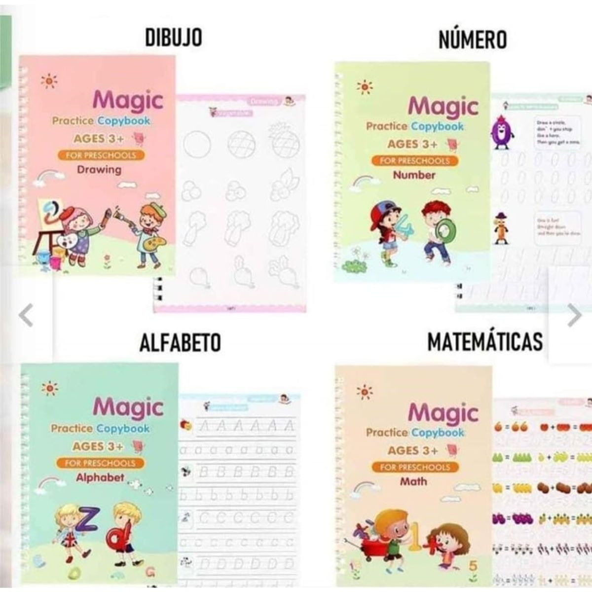 OEM - 4 Libros Educativos Mágicos Montessori + 10 tintas