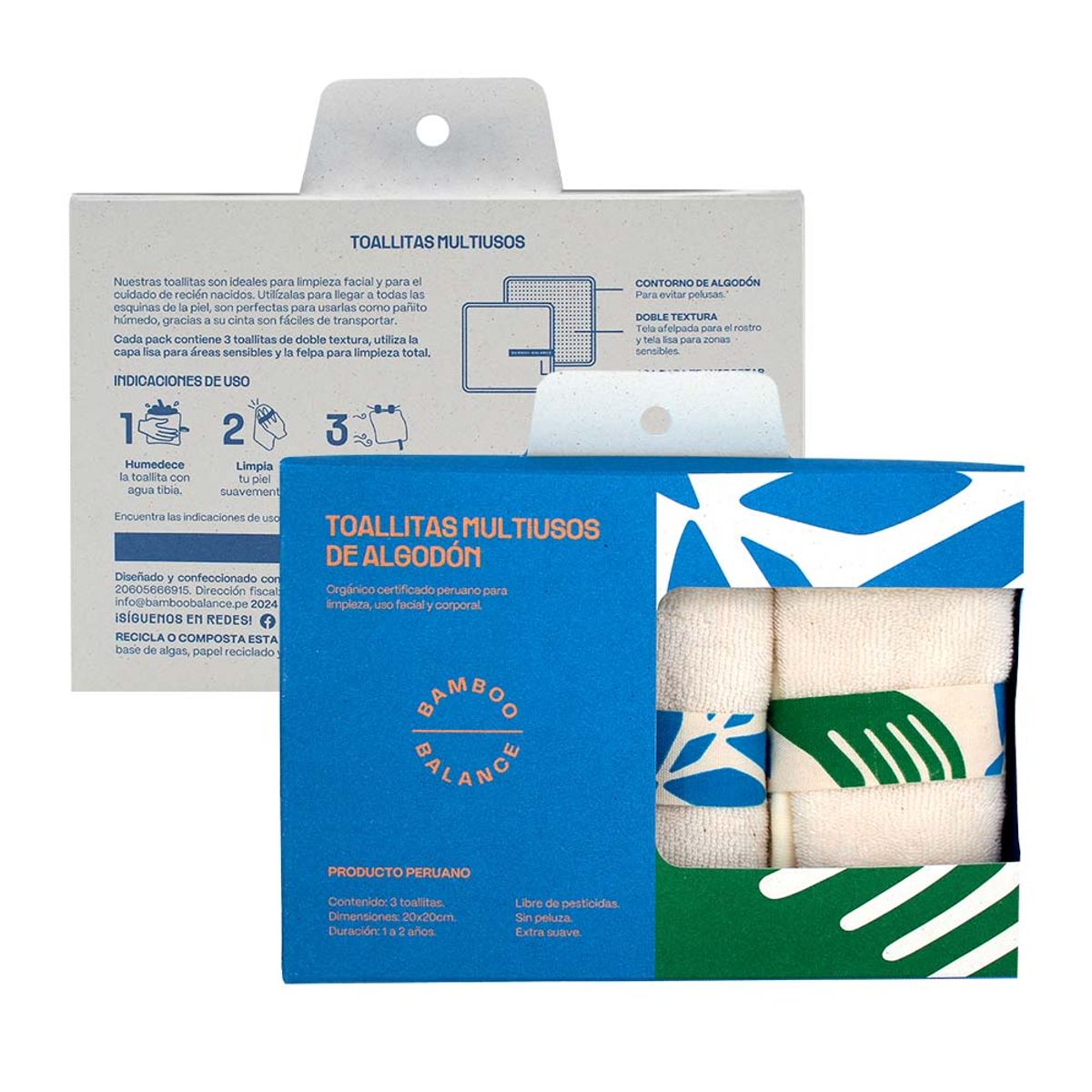 BAMBOO BALANCE - Toallitas Multiusos de Algodón Orgánico Tripack